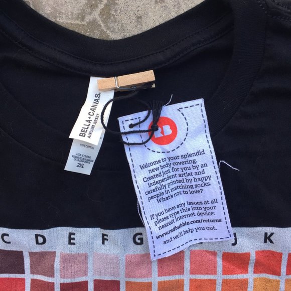 Rainbow Color Chart on Black BIG Tee, 2XL NWT - Picture 5 of 8